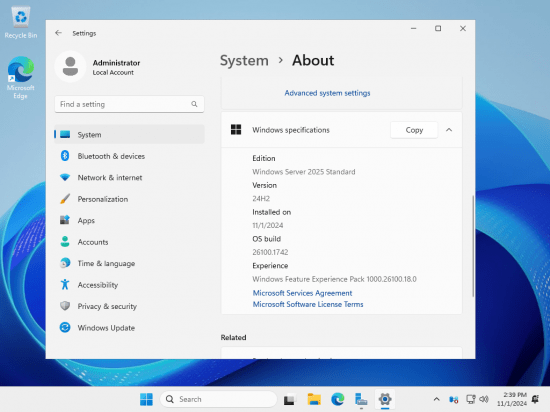 Windows Server 2025 LTSC 24H2 Build 26100.1742 x64 Final English MSDN/VLSC