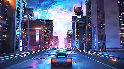 Video Game City Drive Loop 1752776 - Footage