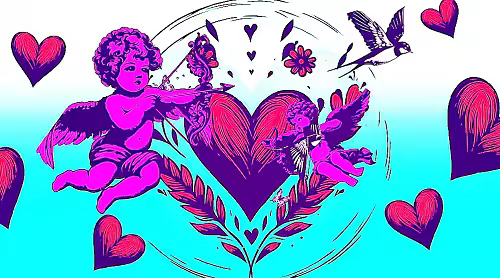 Illustrative Cupid And Hearts Valentine's Day Loop 2210623 - Footage