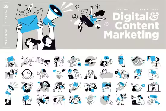 Digital and Content Marketing Illustrations - 7G2J6GF