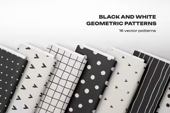Abstract Black &amp; White Seamless Patterns Set - 9RFQRUZ