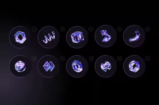 Futuristic 3D Geometric Abstract Shapes Pack - 8AWUMC4