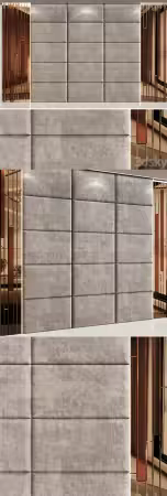 3dsky - Headboard in beige panels and mirrored gold slats 3188794 - 3D Model