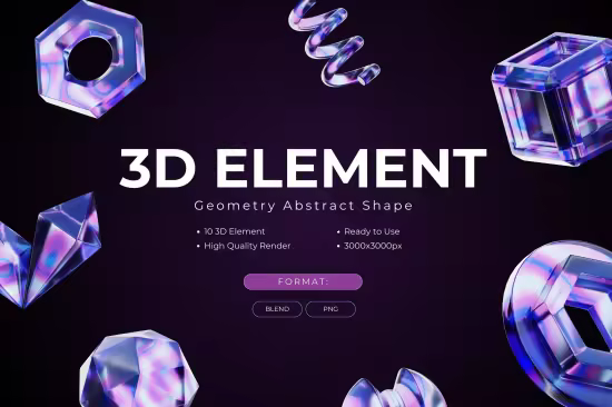 Futuristic 3D Geometric Abstract Shapes Pack - 8AWUMC4