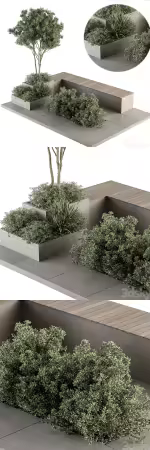 3dsky - Urban Furniture / Architecture Bench with Garden Plants- Set 35 4194482 - 3D Model