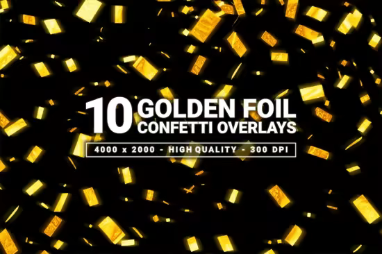 10 Golden Foil Confetti Overlays - C75LJ9H