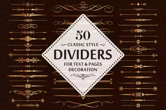 50 Vector Divider Page Decoration Design Elements - XX3N3T9