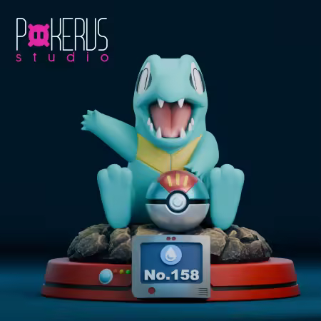 Pokerus Studio – Totodile Statue – 3D Model