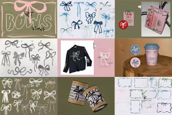 75 Hand Drawn BOWS Pack