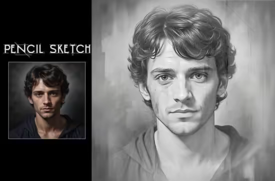 Pencil Sketch Photoshop Template - FZ4JZZC