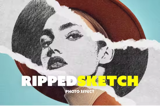 Ripped Sketch Photo Effect - 291271628 - BAZQRBB
