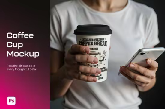 Coffee Cup In Hand Mockup - UHPWJS3