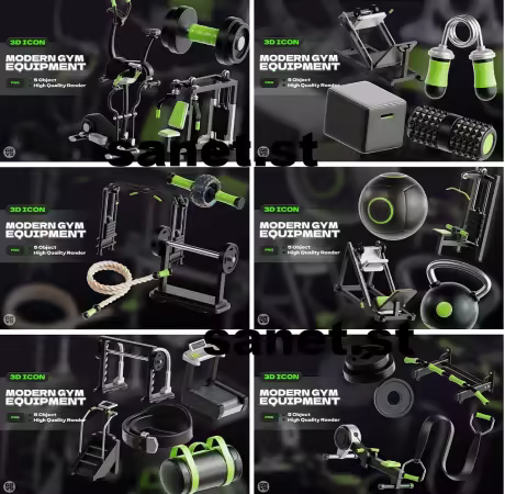 Modern Gym Equipment Set 3D - UHVKFUH - 92YNN46 - 3N3Z7R2 - 5EEQ8XN - 6WLWBKT - CEYUW6E