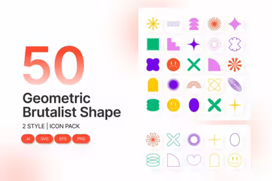 50 Geometric Brutalist Shapes - Vector Designs Pack