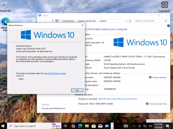 Windows 10 22H2 build 19045.5737 9in1 Preactivated Multilingual
