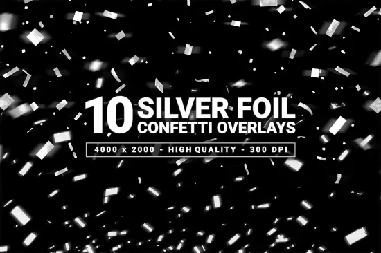 10 Silver Foil Confetti Overlays - 8YBEM7G