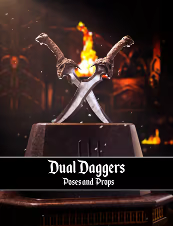 Daz3d - BW Dual Dagger Props and Poses for Genesis 8 and 8.1