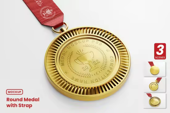 Round Medal with Strap Mockup Set - LNZYHKH