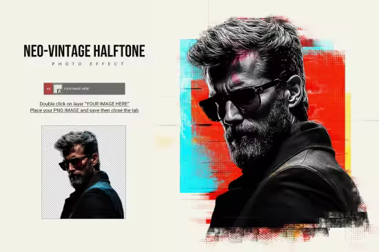 Neo-Vintage Halftone Portrait Effect - MKG2R8J
