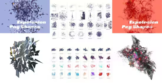 Glass &amp; Small Particles - 50+ Expolosion PNG Shapes