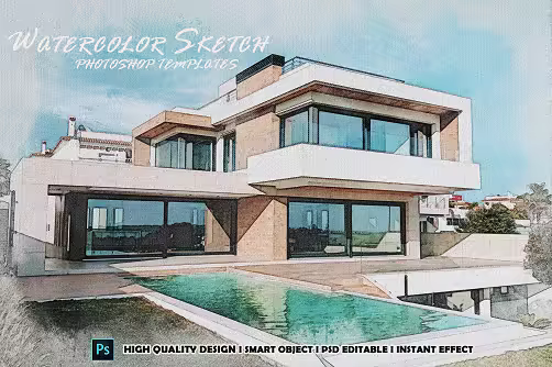 Watercolor Sketch Photoshop Templates - 5G74FCG
