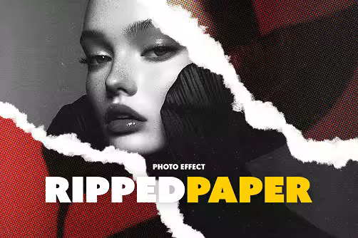 Ripped Paper Halftone Photo Effect - 291511128 - AMCZEFN