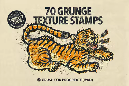 70 Grunge Stamps - Procreate Brush - VEPWR3R