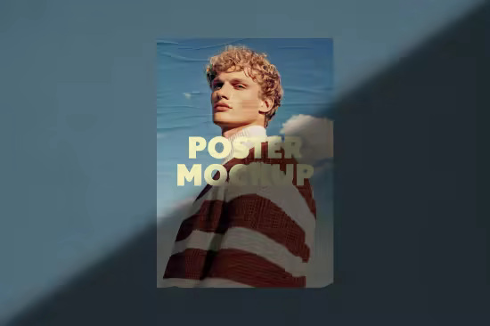 Glued Poster Mockup with Shadow - 291342936