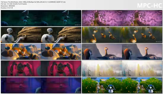 The Wild Robot 2024 1080p 3D BluRay Full-SBS x265 AC3 5.1-CLOWNSEC