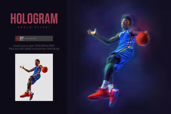 Hologram Photo Effect PSD Template - A4NZTNP