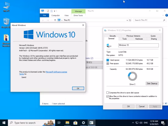 Windows 10 22H2 build 19045.5737 Superlite v9 x64 Multilanguage Preactivated Ankh Tech