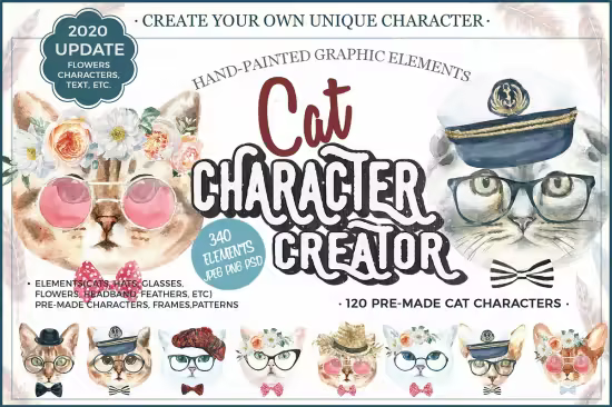 Cat Character Creator Watercolor - 1619267