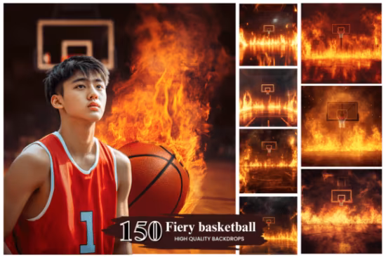 100+ Fiery Basketball Backdrops