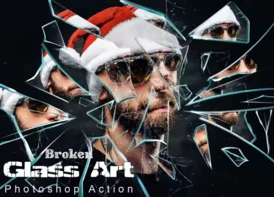 Broken Glass Art Photoshop Action - 291383393