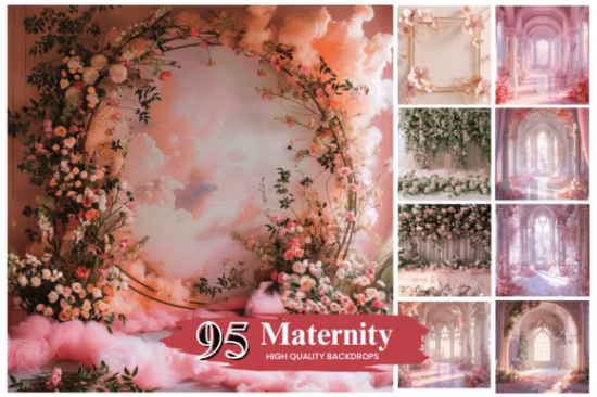 Floral Maternity Digital Backdrops