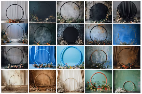100+ Floral Hoop Digital Backdrops