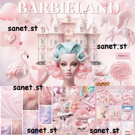 Barbieland pink graphic collage pack - 31380117