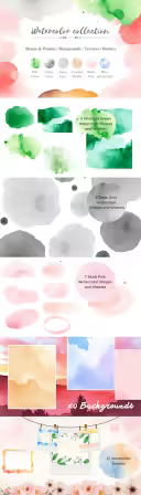 Watercolor Collection - Hand-painted Shapes &amp; Swashes