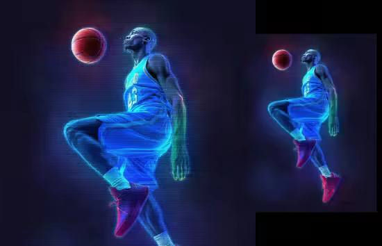 Hologram Photo Effect PSD Template - A4NZTNP