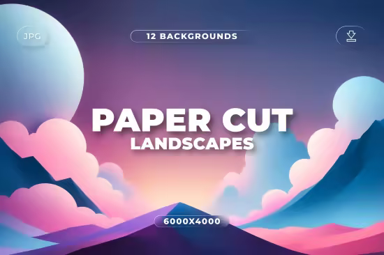 12 Paper Cut Landscape Backgrounds - BS4BGCM