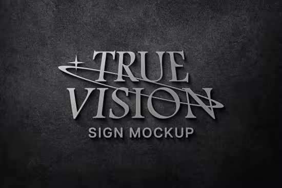 Luxury Silver Signboard Logo Mockup - 291367388