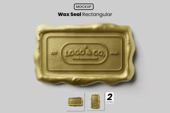 Gold Wax Seal Mockup - Rectangle Version - D679YFZ
