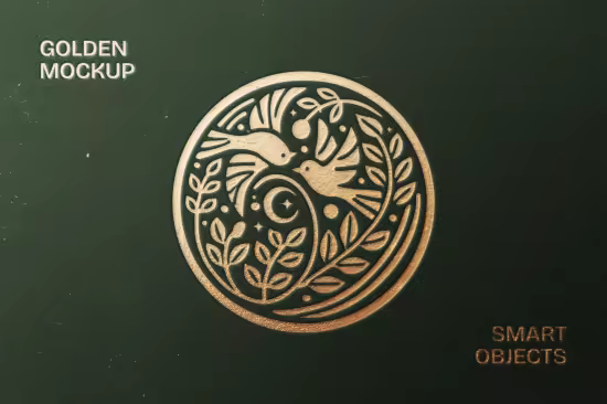 Gold Pressed Logo Mockup - 291349689
