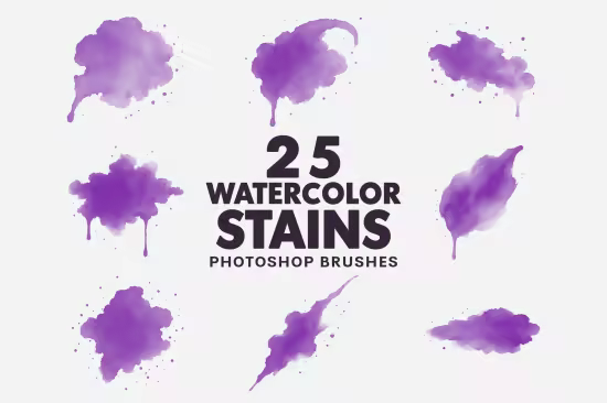 25 Watercolor Stains Brushes - PB35G83