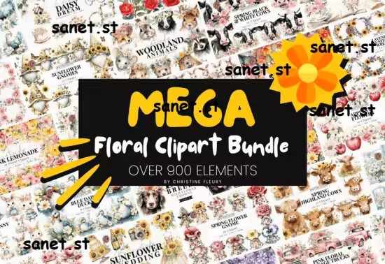 Floral Clipart Mega Bundle - 64 Premium Graphics