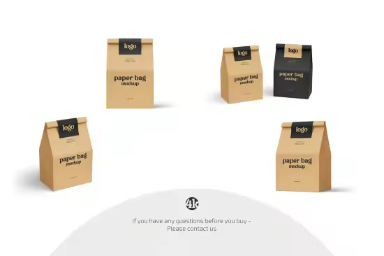Paper Bag with Label Mockup Set - 291274653 - 58QGZE2