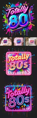 Retro Neon 80's PNG Designs