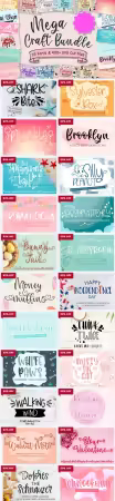 Mega Craft Bundle - 23 Premium Fonts &amp; 20 Premium Graphics