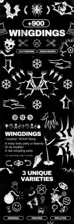900+ Wingding Shapes Pack (SVG/PNG)