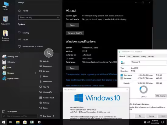 Windows 10 Basic 22H2 Build 19045.6093 x64 Preactivated July 2025 AnkhTech